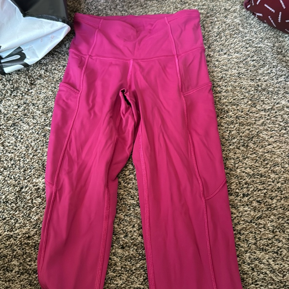 lululemon rasberry fast and free pink leggings size two